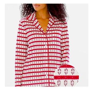 NEW! Soma Long Sleeve Trim Notch Collar Pajama Top